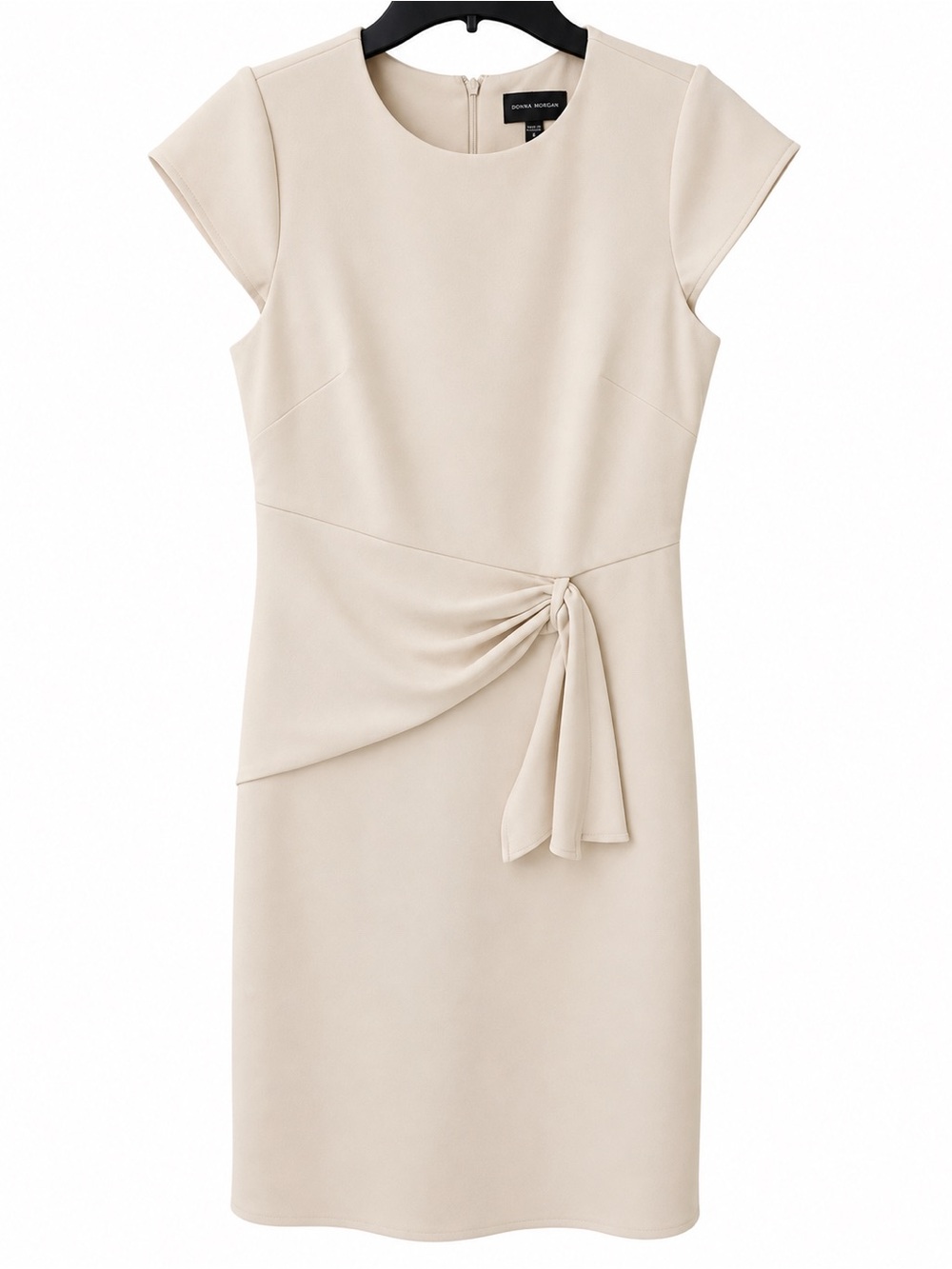 Donna Morgan Cream Ivory Side-Tie Stretch Dress – Size 12